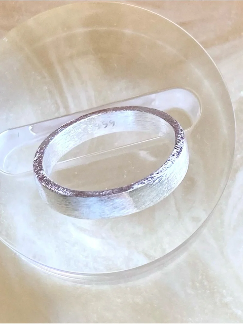 Sterling Silver Textured Band Ring - Silver